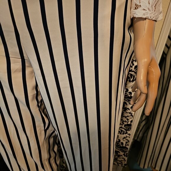 Striped navy blue and off white pants 1X 14/16 - Picture 5 of 6